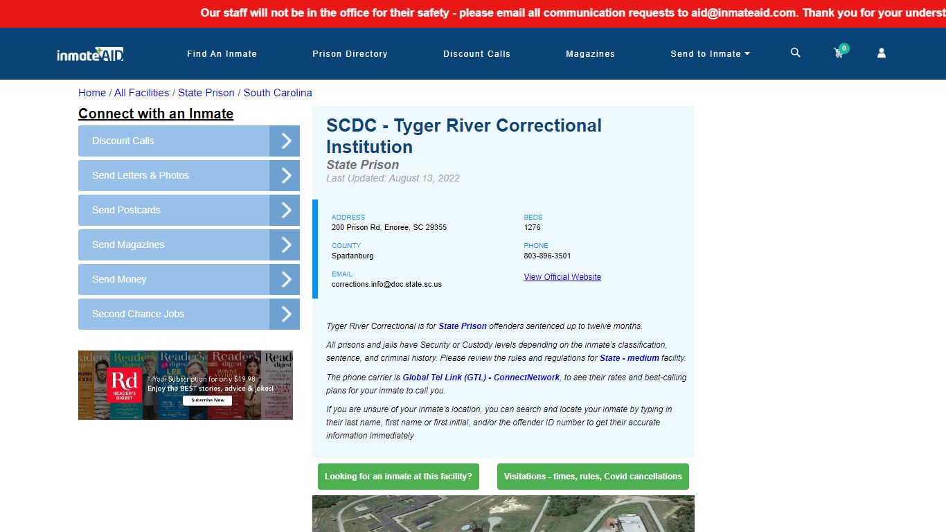 SCDC - Tyger River Correctional Institution & Inmate Search ...